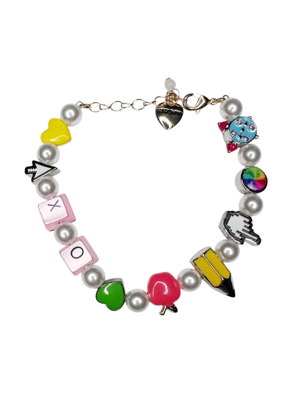 Betsey Johnson Multicolor Charm Pearl Bracelet - Yellow, Pink, Green, Red, Blue